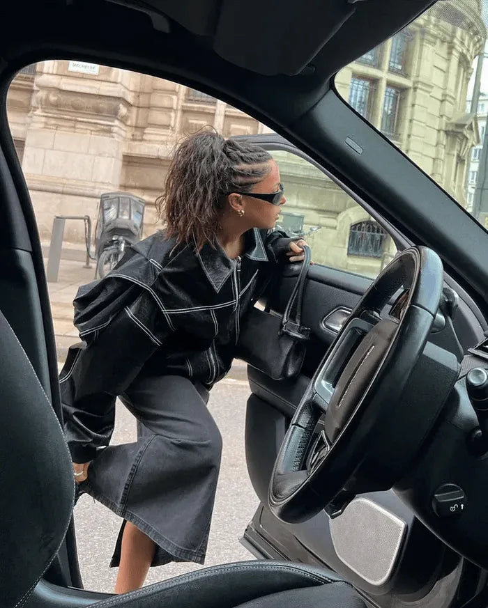 Siglind | Oversized Bomberjacke mit Rippbündchen