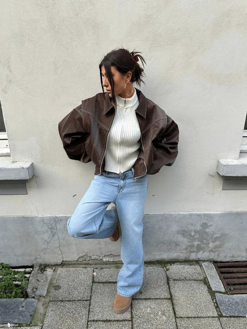 Siglind | Oversized Bomberjacke mit Rippbündchen