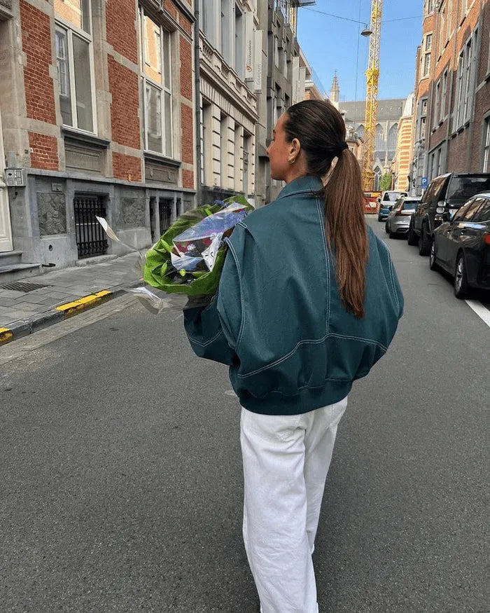 Siglind | Oversized Bomberjacke mit Rippbündchen