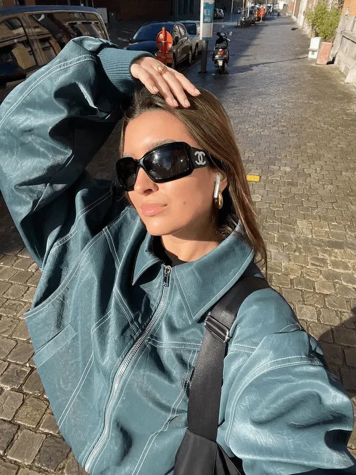Siglind | Oversized Bomberjacke mit Rippbündchen