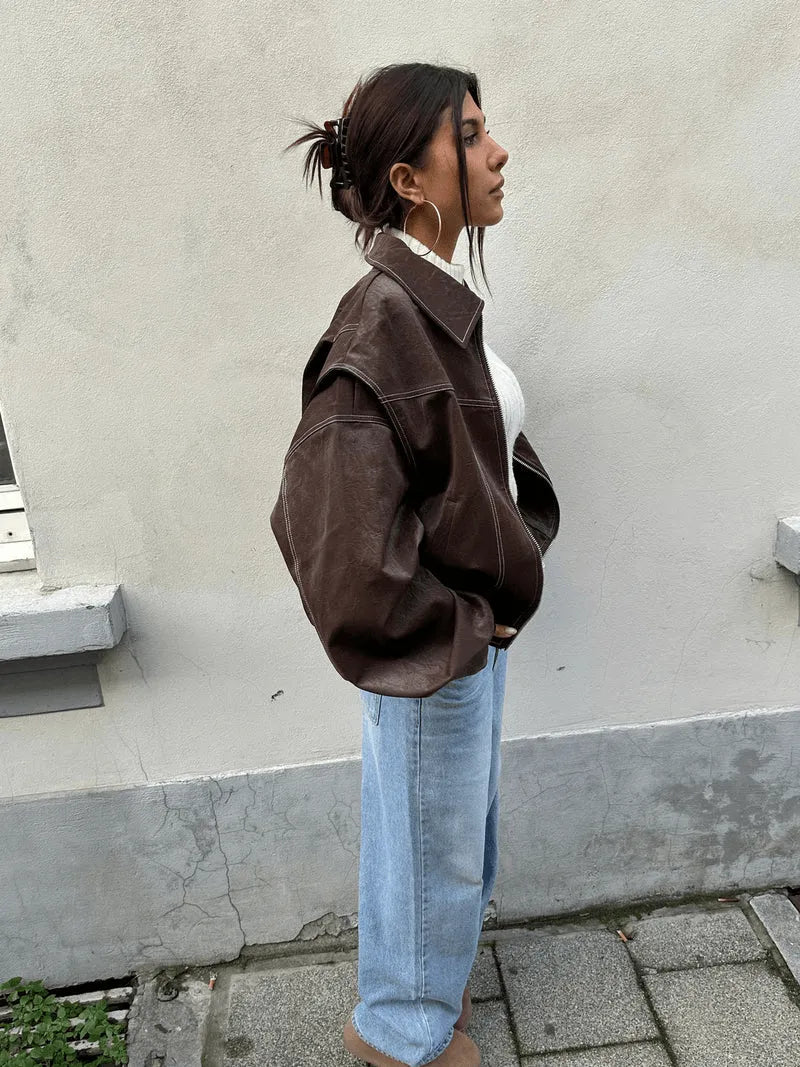 Siglind | Oversized Bomberjacke mit Rippbündchen