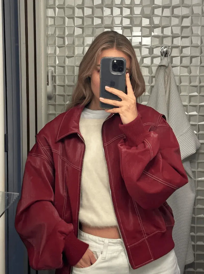 Siglind | Oversized Bomberjacke mit Rippbündchen