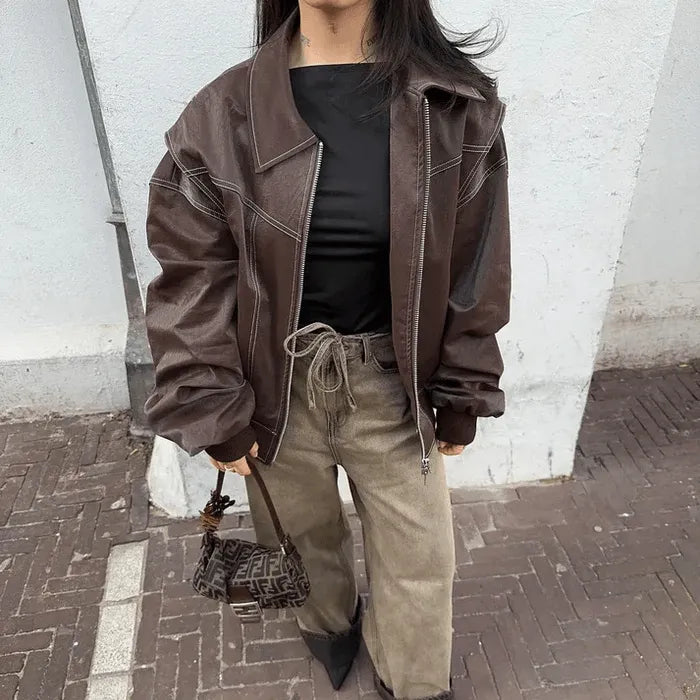 Siglind | Oversized Bomberjacke mit Rippbündchen