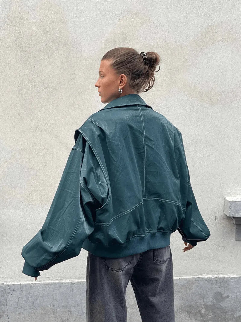 Siglind | Oversized Bomberjacke mit Rippbündchen