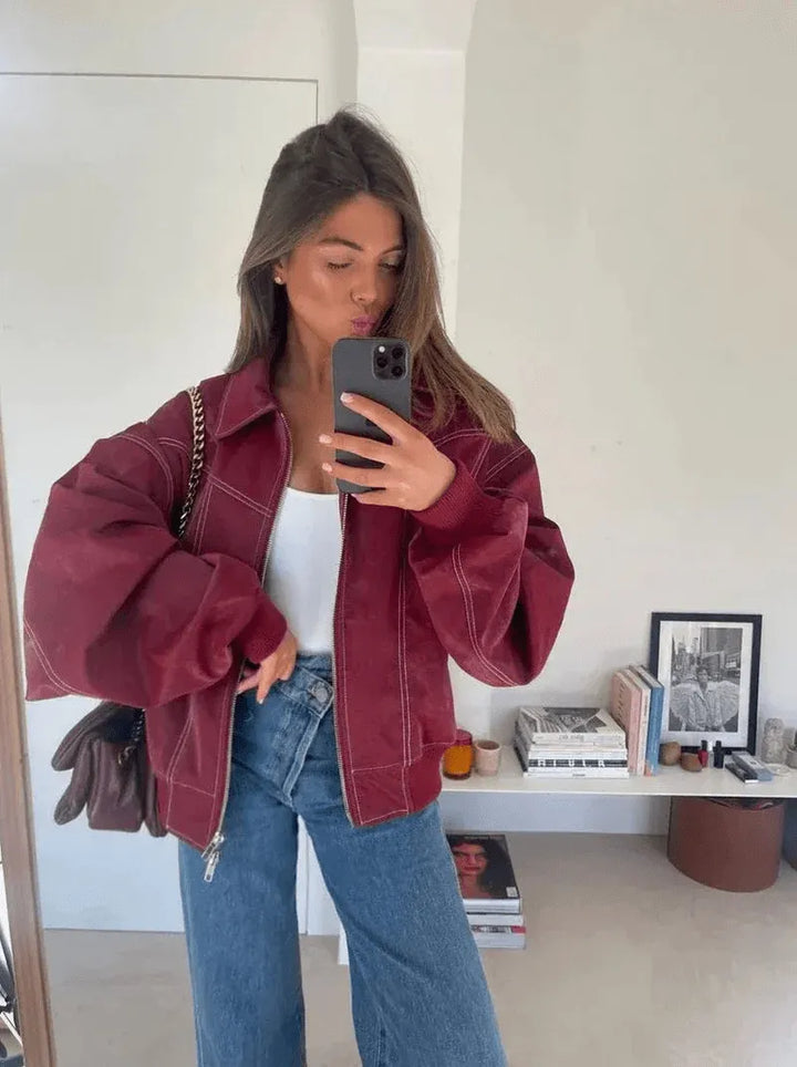 Siglind | Oversized Bomberjacke mit Rippbündchen