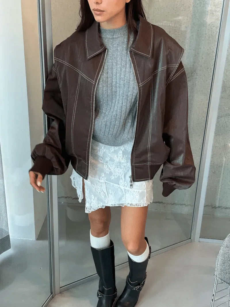 Siglind | Oversized Bomberjacke mit Rippbündchen