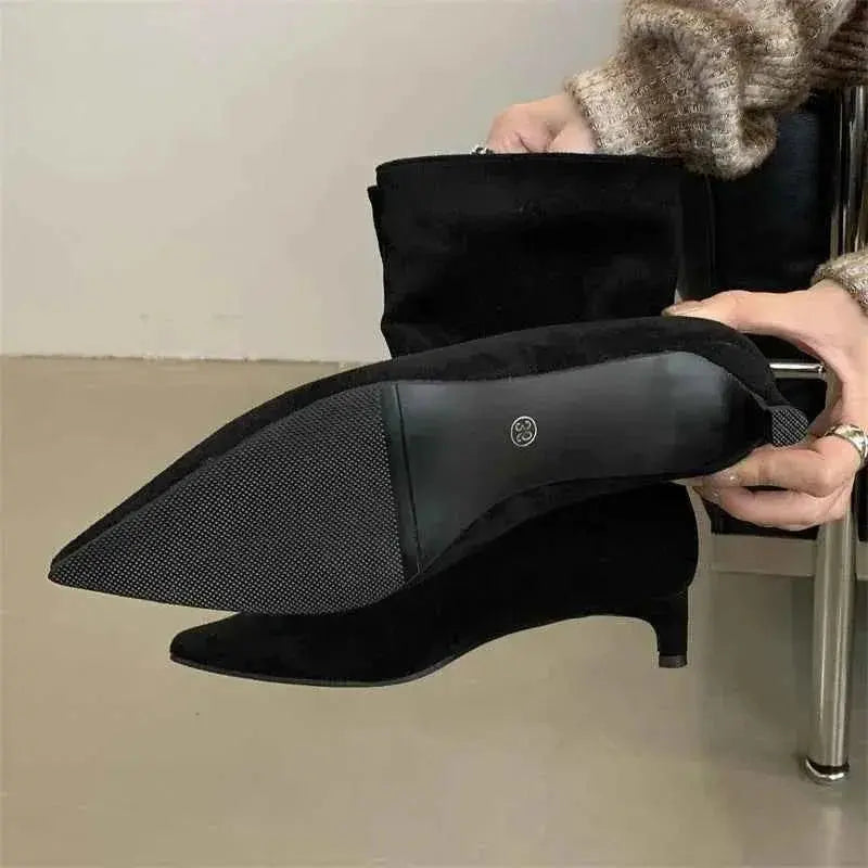 Ermlinde | Stiefeletten in Lederoptik mit Blockabsatz