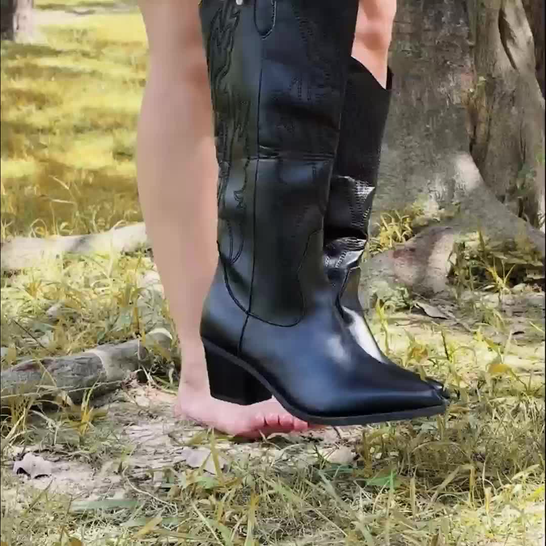 Gisberta | Kniehohe Westernstiefel mit weitem Schaft