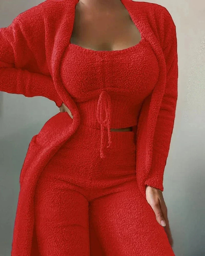 Meinhild | Dreiteiliges Lounge-Set aus Fleece