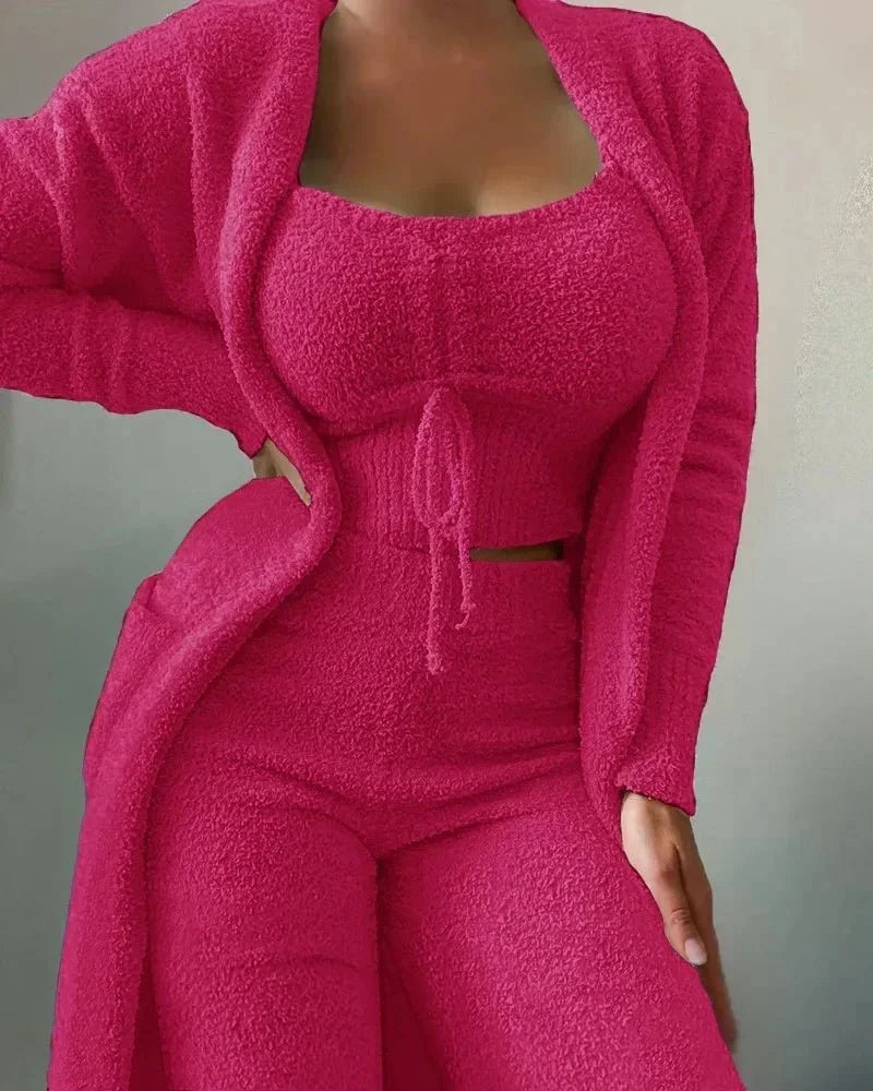 Meinhild | Dreiteiliges Lounge-Set aus Fleece