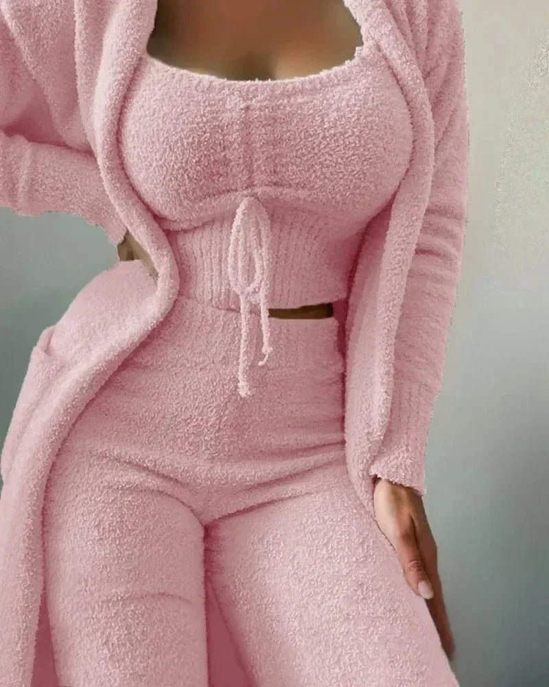 Meinhild | Dreiteiliges Lounge-Set aus Fleece