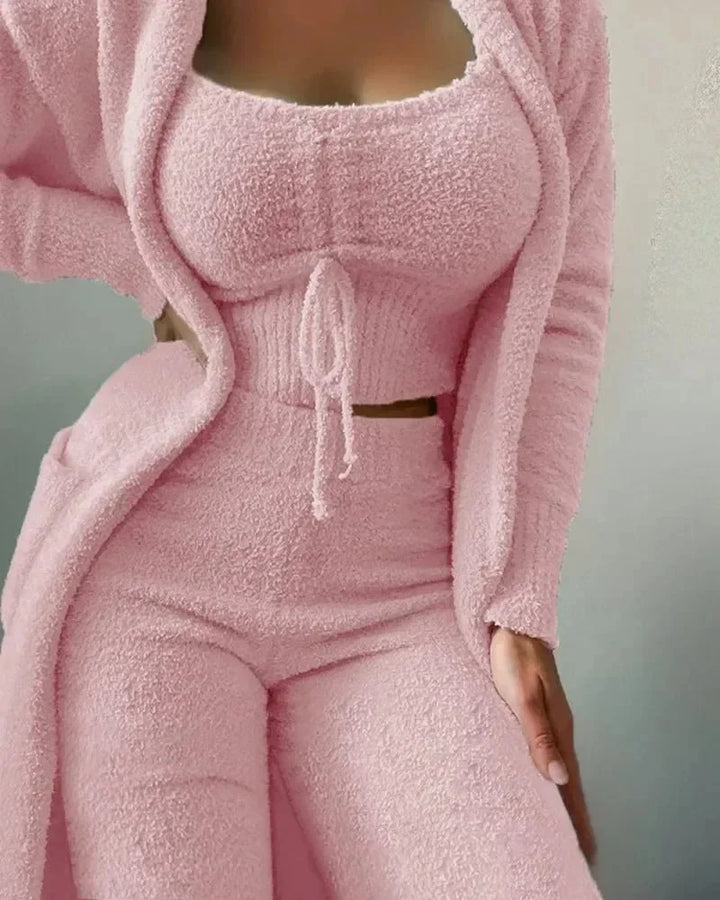 Meinhild | Dreiteiliges Lounge-Set aus Fleece