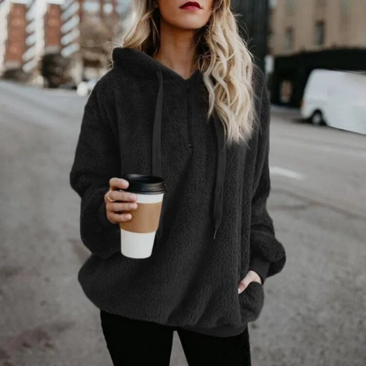 Odette | Kapuzenpullover mit halbem Reißverschluss und Kordelzug