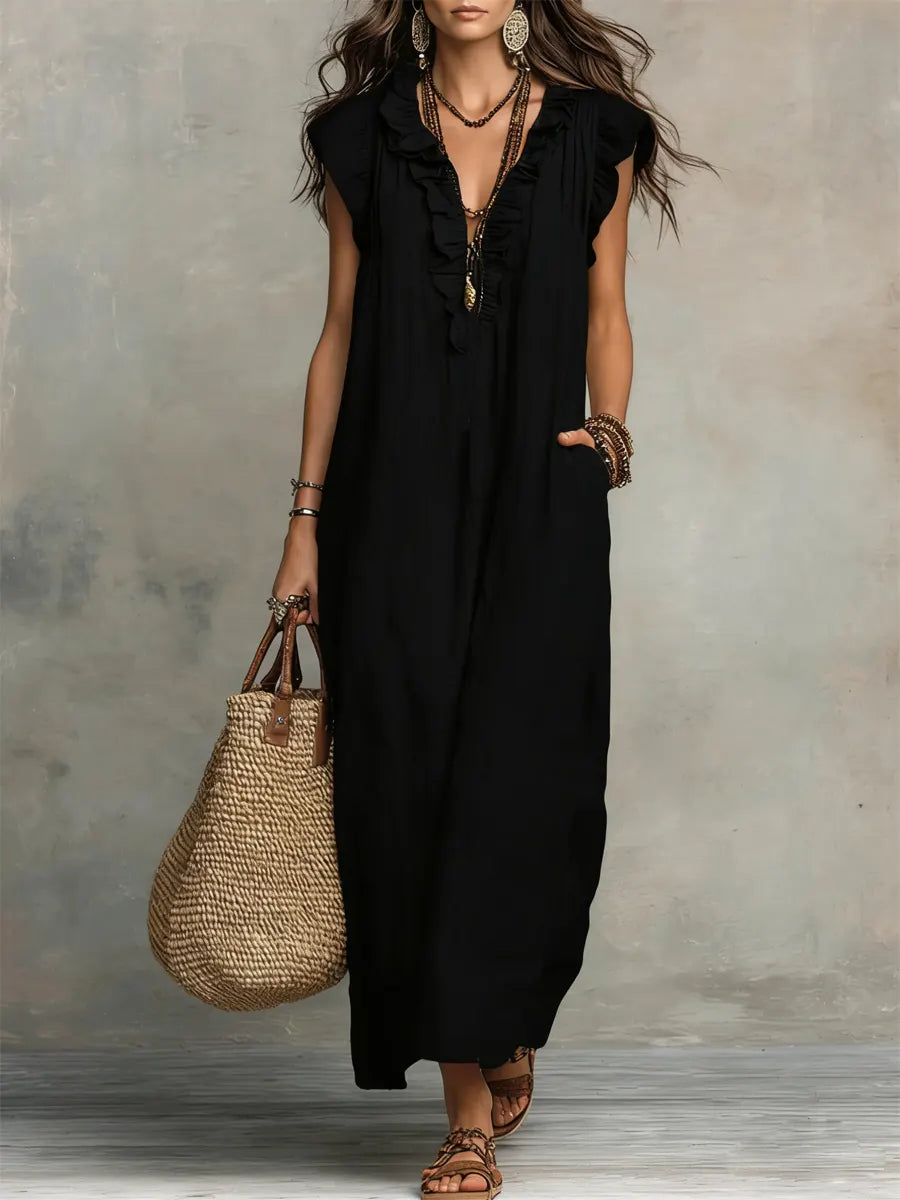 Norea | Boho-Kleid aus Leinen &amp; Baumwolle