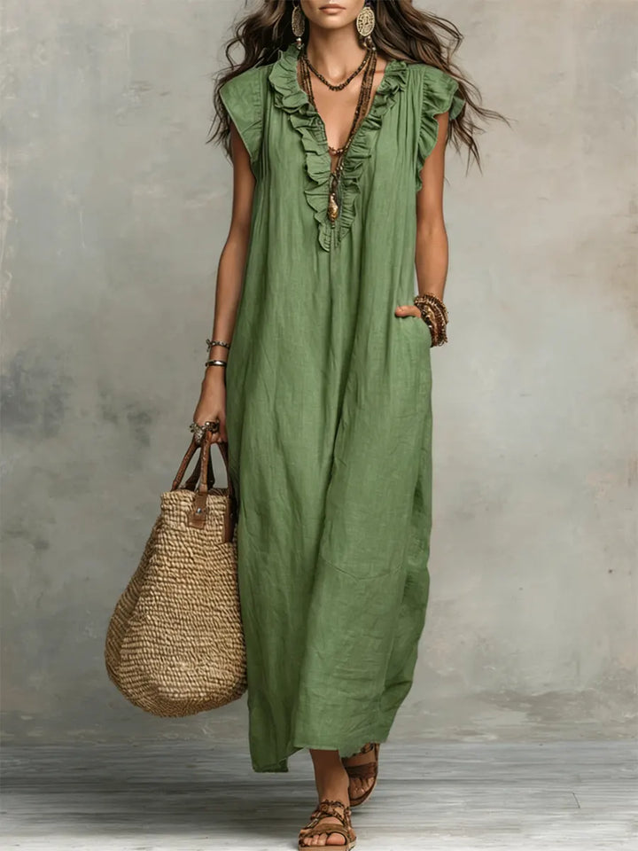 Norea | Boho-Kleid aus Leinen &amp; Baumwolle