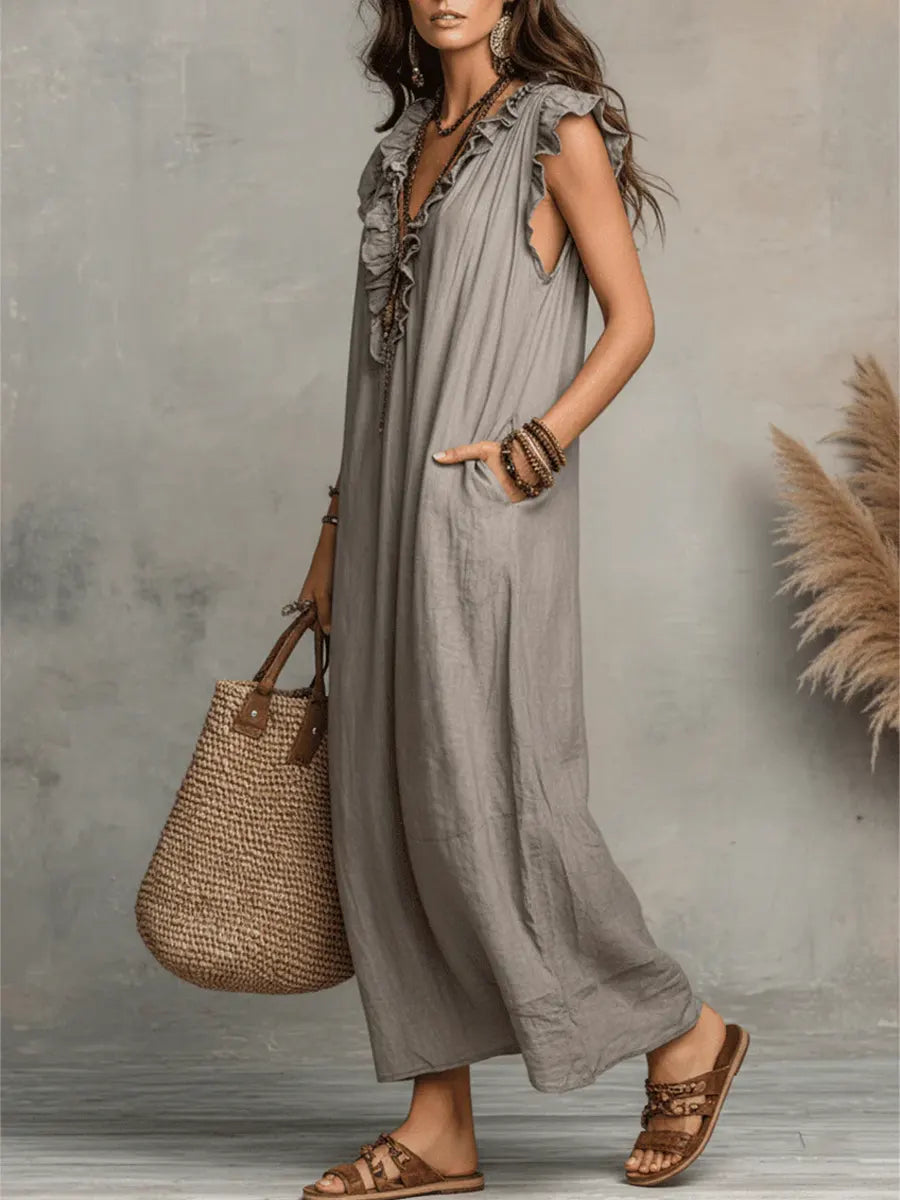 Norea | Boho-Kleid aus Leinen &amp; Baumwolle
