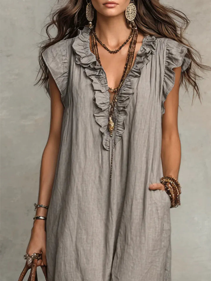 Norea | Boho-Kleid aus Leinen &amp; Baumwolle