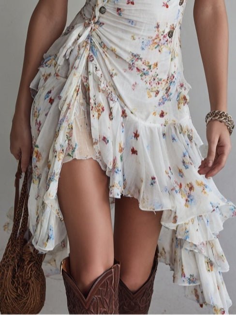 Tuva | Retro-Minikleid mit Blumenmuster und Spaghettiträgern