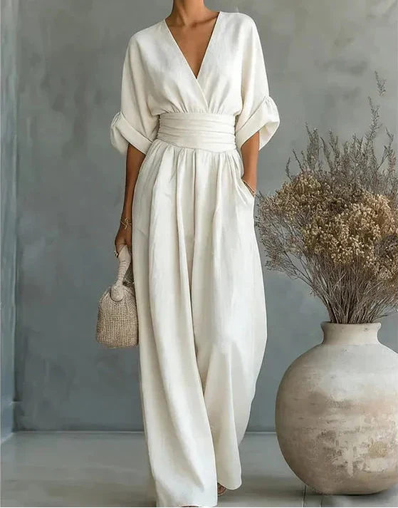 Daniela | Eleganter Jumpsuit mit V-Ausschnitt und weitem Bein