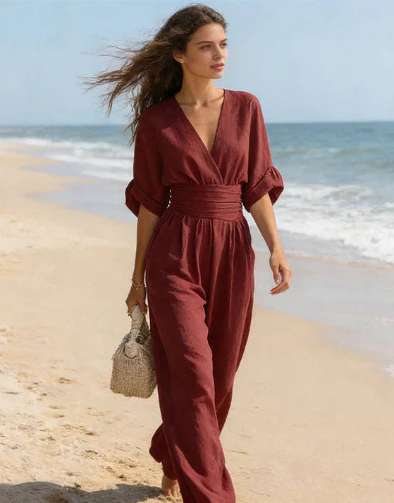 Daniela | Eleganter Jumpsuit mit V-Ausschnitt und weitem Bein