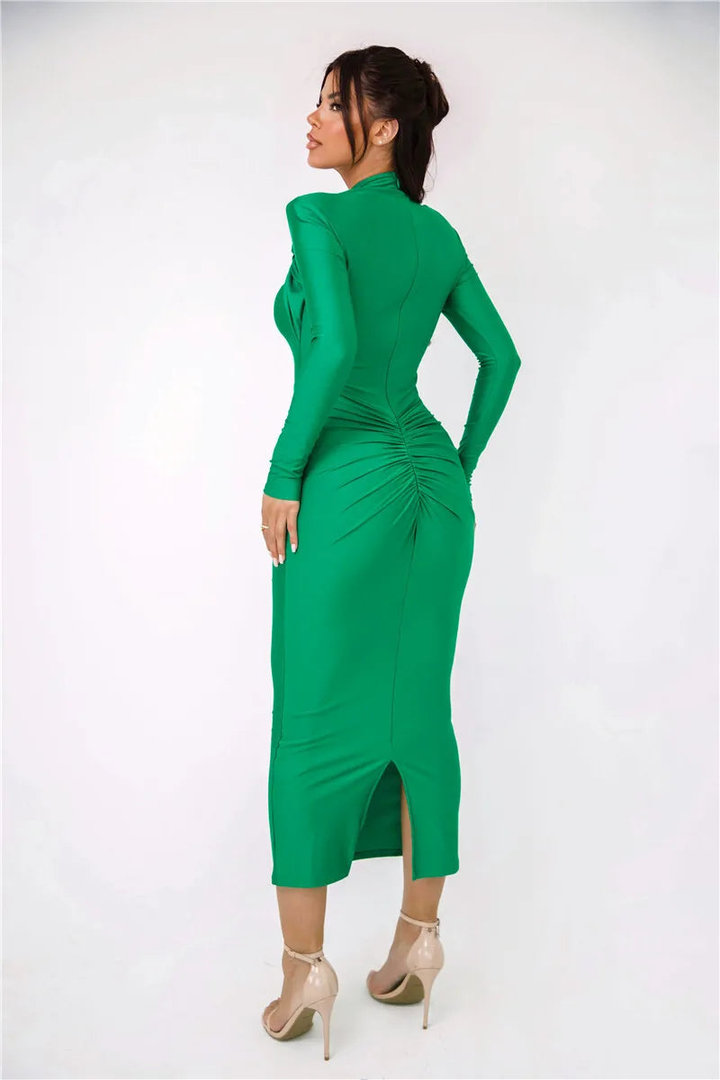 Valeska | Midikleid mit Stehkragen und Cut-out