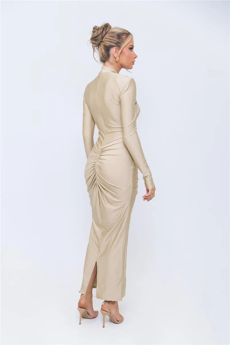 Valeska | Midikleid mit Stehkragen und Cut-out