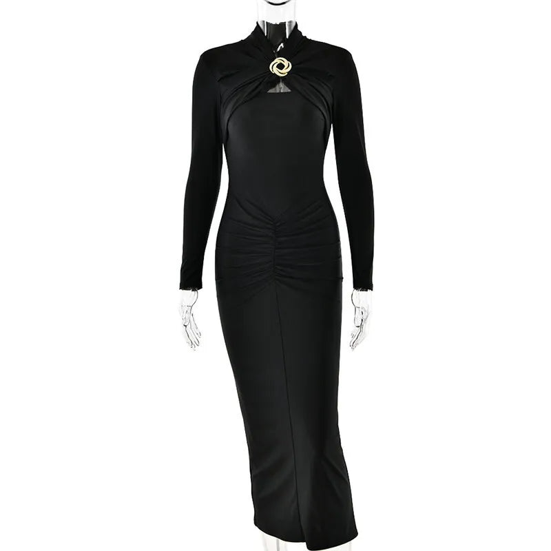 Valeska | Midikleid mit Stehkragen und Cut-out