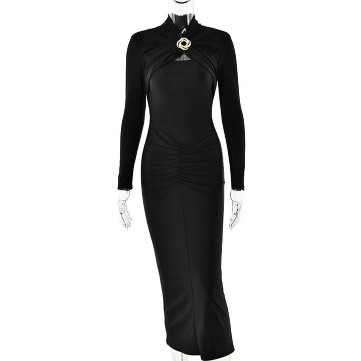 Valeska | Midikleid mit Stehkragen und Cut-out