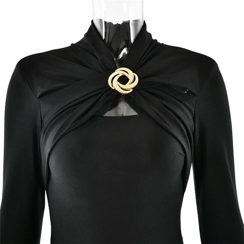 Valeska | Midikleid mit Stehkragen und Cut-out