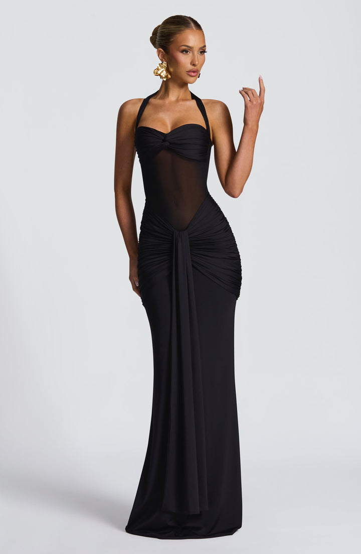 Reinhilde | Maxikleid mit Sweetheart-Ausschnitt und Mesh-Oberteil