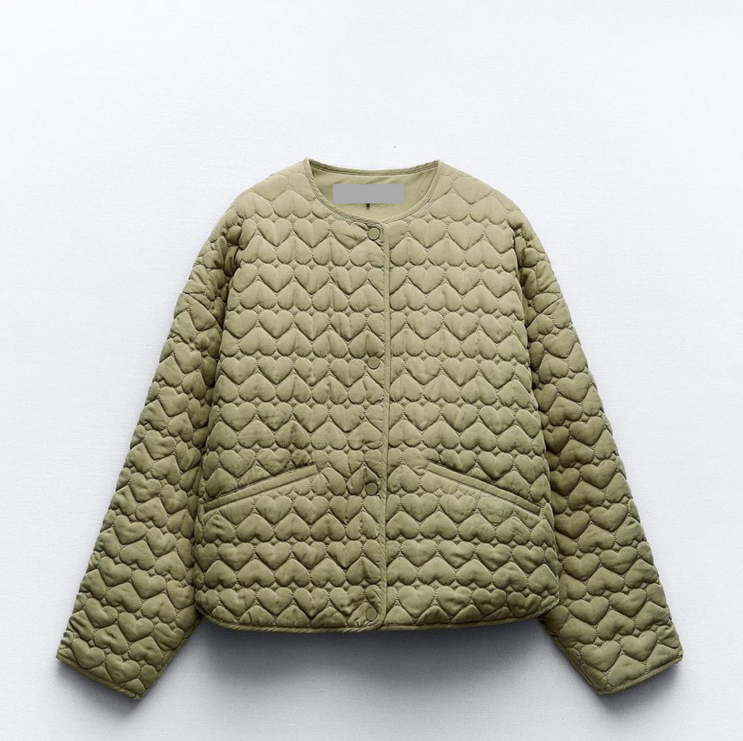 Ottilie | Winterjacke mit gestepptem Herzmuster und praktischen Taschen