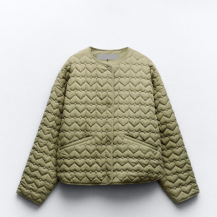 Ottilie | Winterjacke mit gestepptem Herzmuster und praktischen Taschen
