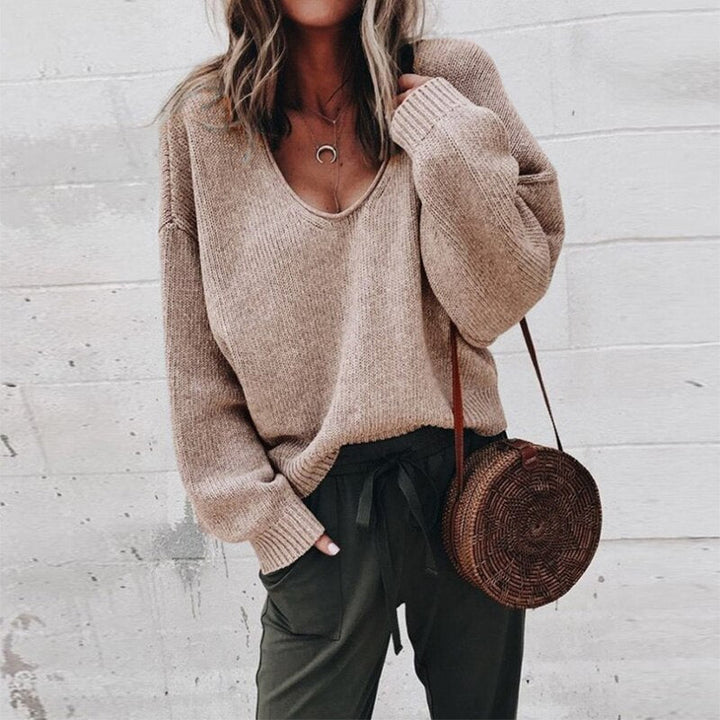 Elsa-Lotte | Lässiger Pullover mit tiefem V-Ausschnitt