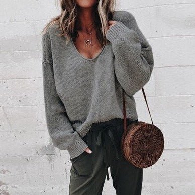 Elsa-Lotte | Lässiger Pullover mit tiefem V-Ausschnitt