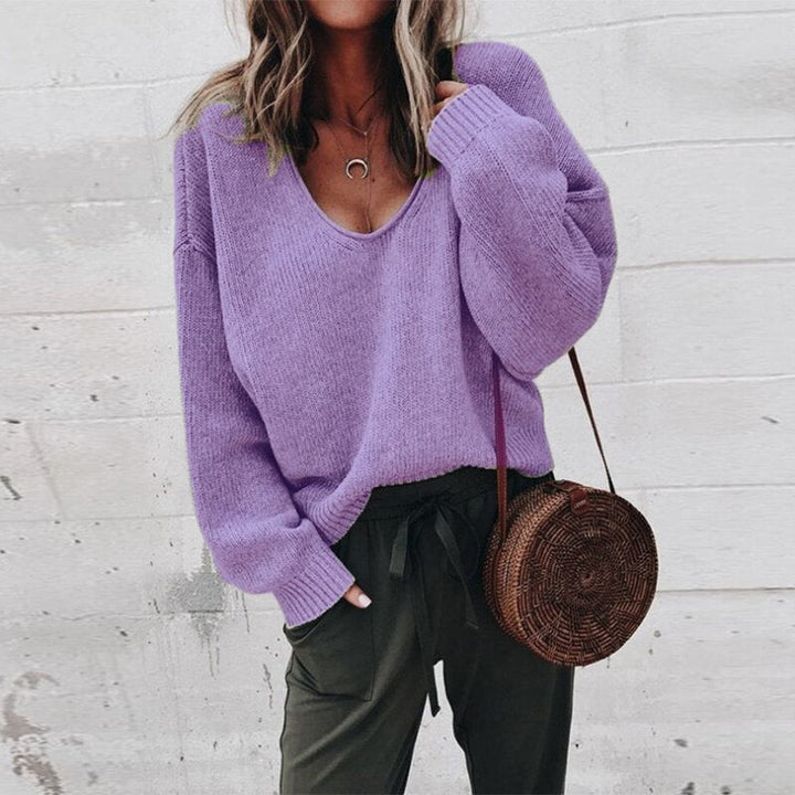 Elsa-Lotte | Lässiger Pullover mit tiefem V-Ausschnitt