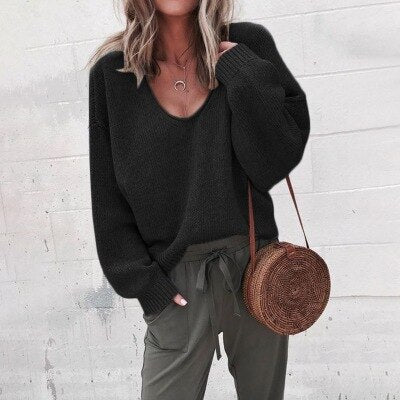 Elsa-Lotte | Lässiger Pullover mit tiefem V-Ausschnitt