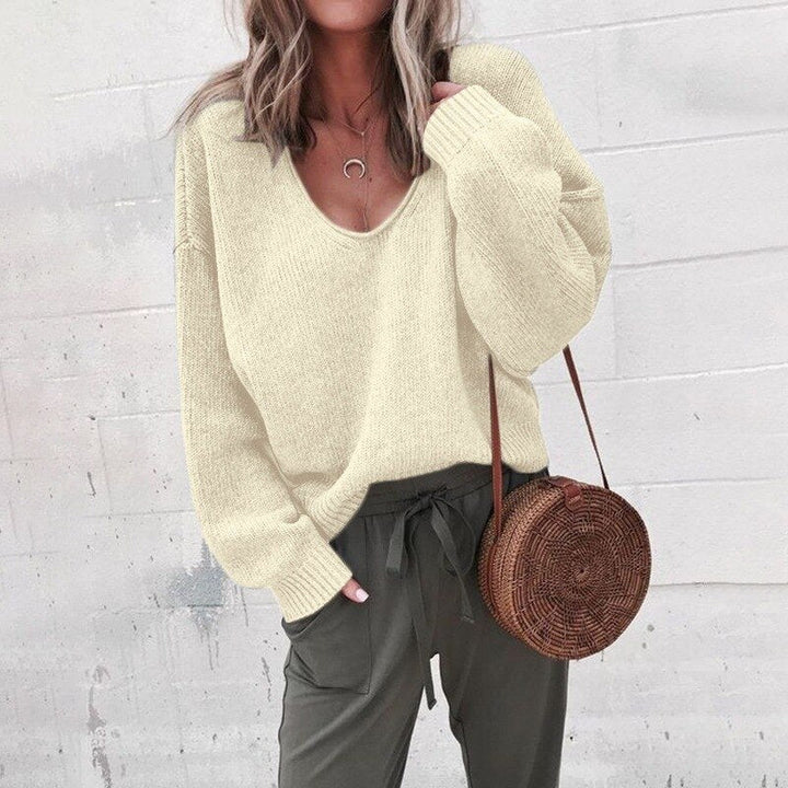 Elsa-Lotte | Lässiger Pullover mit tiefem V-Ausschnitt