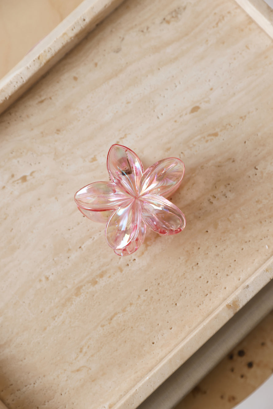 Kleine Haarklammer mit Blüte in Rosa