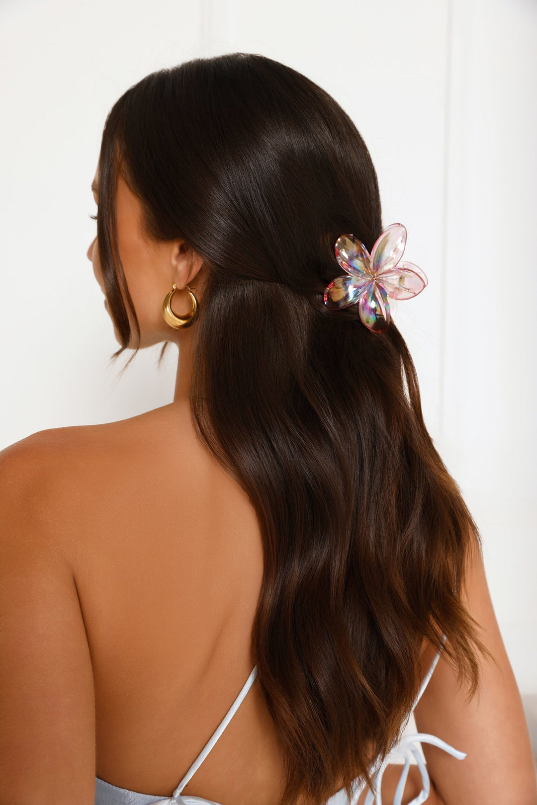 Kleine Haarklammer mit Blüte in Rosa