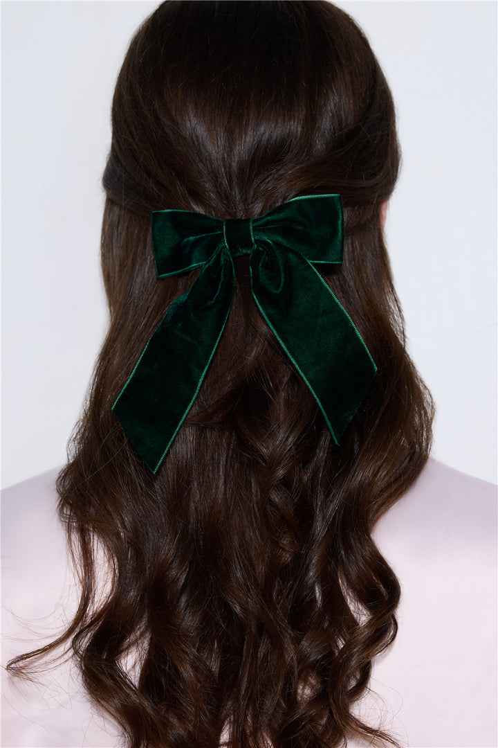 Haarspange mit grüner Samtschleife