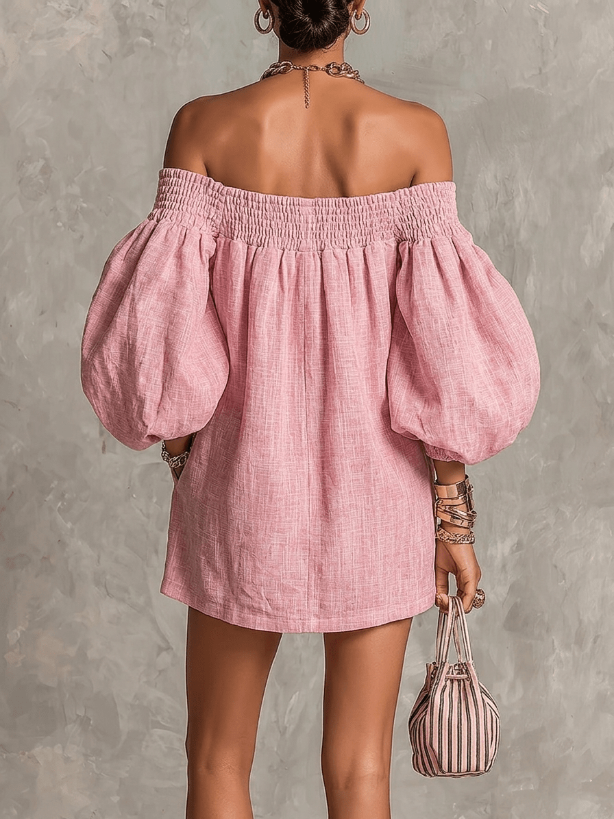Franka | Off-Shoulder-Minikleid mit Laternenärmeln