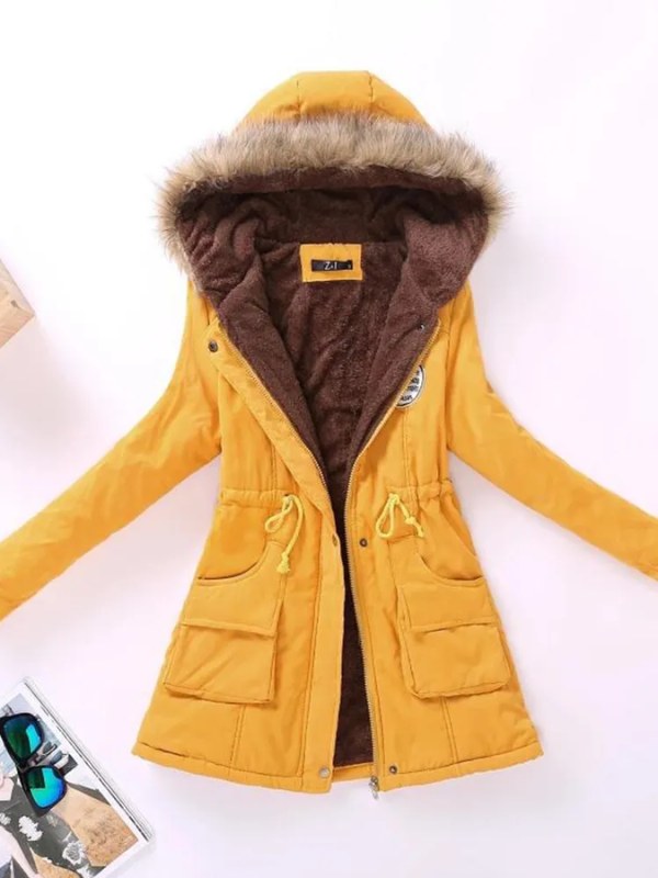 Frauke | Stretch-Winterjacke mit fellgefütterter Kapuze